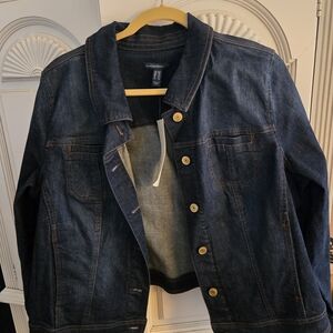 Dark Blue Denim Jacket with Gold Buttons